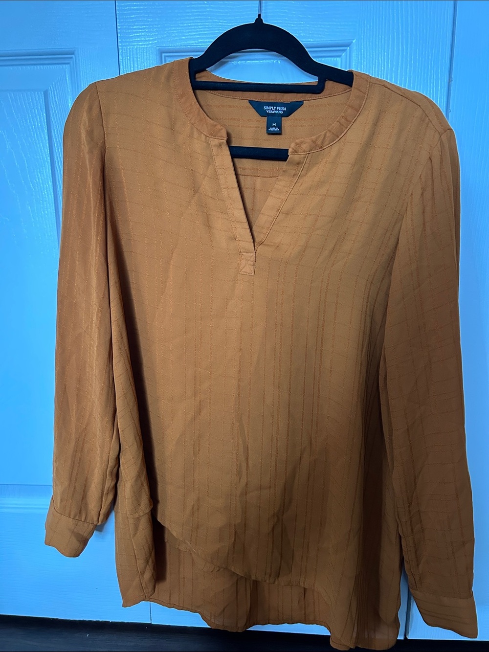 Simply Vera Wang Mustard Long Sleeve Blouse